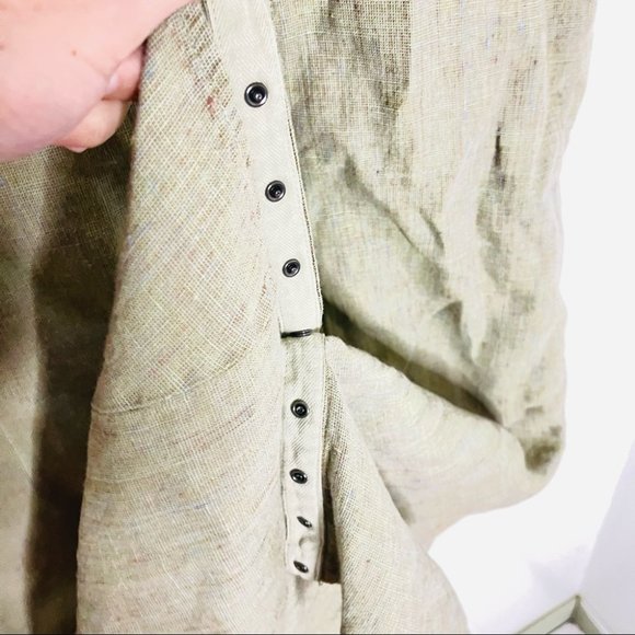 Flax Subtle Rainbow Stitch Full Button Front Maxi Linen Skirt - Picture 8 of 9